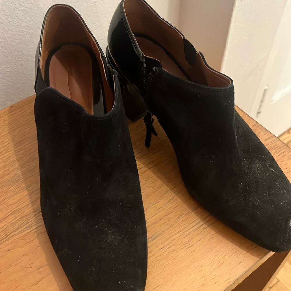 Designer black velvet booties